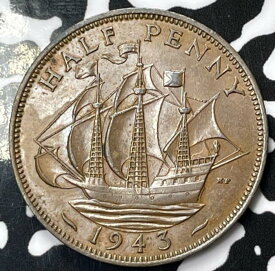 【極美品/品質保証書付】 アンティークコイン モダンコイン [送料無料] 1943イギリス1/2ペニーハーフペニーロット＃M4050ニース！ 1943 Great Britain 1/2 Penny Half Penny Lot#M4050 Nice!