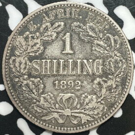 【極美品/品質保証書付】 アンティークコイン モダンコイン [送料無料] 1892南アフリカ1シリングロット＃M7279シルバー！ 1892 South Africa 1 Shilling Lot#M7279 Silver!