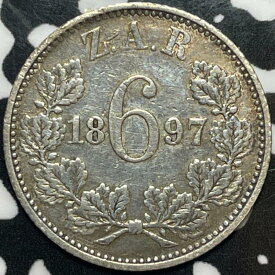 【極美品/品質保証書付】 アンティークコイン モダンコイン [送料無料] 1897南アフリカ6ペンス6ペンスロット＃M7193シルバー！ 1897 South Africa 6 Pence Sixpence Lot#M7193 Silver!