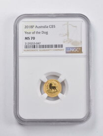 【極美品/品質保証書付】 アンティークコイン モダンコイン [送料無料] MS70 2018-P Australia $ 5ゴールドイヤー犬1/20オンス。 .999ファインゴールドNGC *2953 MS70 2018-P Australia $5 Gold Year Of The Dog 1/20 Oz. .999 Fine Gold NGC *2953