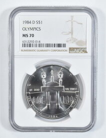 【極美品/品質保証書付】 アンティークコイン モダンコイン [送料無料] 1984 DオリンピックLA記念銀ドルNGC MS70 1984 D Olympic LA Commemorative Silver Dollar NGC MS70