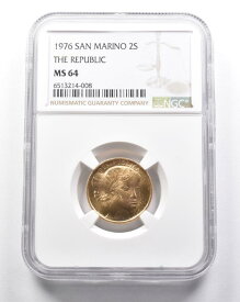 【極美品/品質保証書付】 アンティークコイン モダンコイン [送料無料] MS64 1976 San Marino Gold 2 Scudi共和国NGC *2846 MS64 1976 San Marino Gold 2 Scudi The Republic NGC *2846