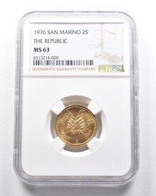 【極美品/品質保証書付】 アンティークコイン モダンコイン [送料無料] MS63 1976 San Marino Gold 2 Scudi共和国NGC *2849 MS63 1976 San Marino Gold 2 Scudi The Republic NGC *2849