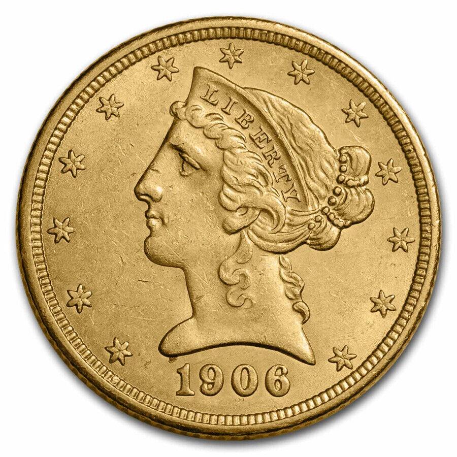 アンティークコイン モダンコイン [送料無料] 1906 $ 5 Liberty Gold
