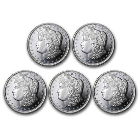 【極美品/品質保証書付】 アンティークコイン モダンコイン [送料無料] 1オンスシルバーラウンド - モーガンドルのデザイン - （5枚のコイン） 1 oz Silver Round - Morgan Dollar Design - (Lot of 5 Coins)