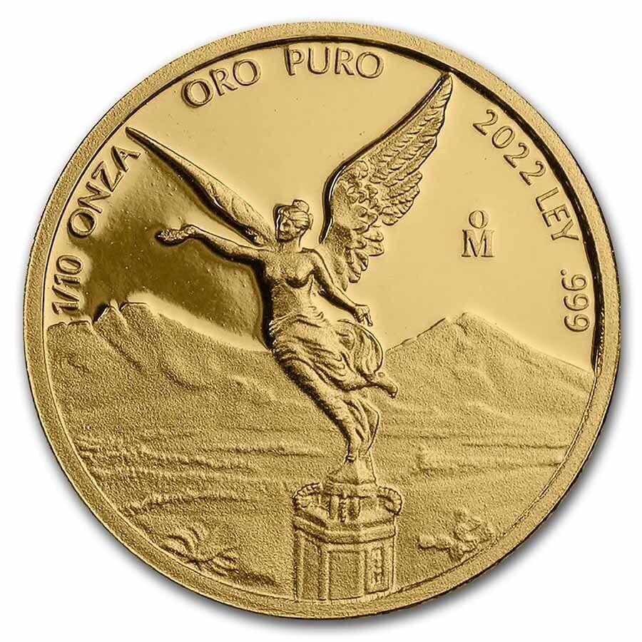 アンティークコイン モダンコイン [送料無料] 2022メキシコ1/10オンスプルーフゴールドリバタド-SKU＃250768 2022 Mexico 1/10 oz Proof Gold Libertad - SKU#250768のサムネイル
