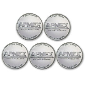 【極美品/品質保証書付】 アンティークコイン モダンコイン [送料無料] 1オンスシルバーアペックスラウンド - ロット5ラウンド.999ファインシルバー 1 oz Silver APMEX Round - Lot of 5 Rounds .999 Fine Silver