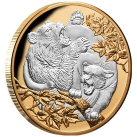 【極美品/品質保証書付】 アンティークコイン モダンコイン [送料無料] Silver Coin Puma＆Bear（2nd）Apex Predators 2022 -niue-部分的に金メッキ-5 oz pp- Silver Coin Puma & Bear (2nd) Apex Predators 2022 - Niue - Partially Gold Plated - 5 Oz PP-