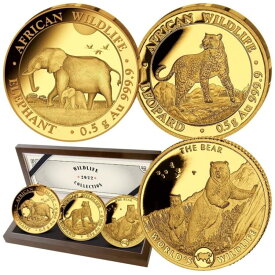 【極美品/品質保証書付】 アンティークコイン モダンコイン [送料無料] ゴールドコインワイルドライフコレクションセット2022 -Congo |ソマリア-3値-1.5 gr pp- Gold Coins Wildlife Collection Set 2022 - Congo | Somalia - 3 Values - 1.5 gr PP-