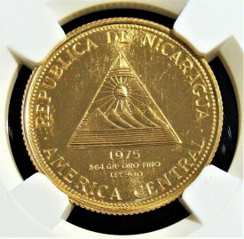 【極美品/品質保証書付】 アンティークコイン モダンコイン [送料無料] ニカラグア：共和国金1000コルドバス1975 km40、MS68 NGC。 Nicaragua: Republic gold 1000 Cordobas 1975 KM40, MS68 NGC.