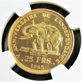 【極美品/品質保証書付】 アンティークコイン モダンコイン [送料無料] コンゴ民主共和国1965ゴールド25フラン。 NGCプルーフ-66カメオ。 Congo Democratic Republic 1965 Gold 25 Francs. NGC Proof-66 CAMEO.