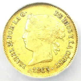 【極美品/品質保証書付】 アンティークコイン モダンコイン [送料無料] 1863スペインフィリピンゴールドペソG1Pコイン - 認定NGC XF詳細EF -RARE！ 1863 Spain Philippines Gold Peso G1P Coin - Certified NGC XF Detail EF - Rare!