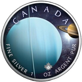 【極美品/品質保証書付】 アンティークコイン モダンコイン [送料無料] 天王太陽系メープルリーフ-2022カプセルの純粋なシルバーカラーコイン URANUS OUR SOLAR SYSTEM MAPLE LEAF - 2022 1 oz Pure Silver Color Coin In Capsule