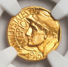 【極美品/品質保証書付】 アンティークコイン モダンコイン [送料無料] 1915-S、米国。希少なゴールド$ 1ドル「パナマパシフィックエキスポジション」コイン。 NGC MS-64！ 1915-S, USA. Scarce Gold $1 Dollar "Panama-Pacific Exposition" Coin. NGC MS-64!