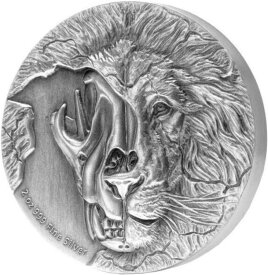【極美品/品質保証書付】 アンティークコイン モダンコイン [送料無料] 2018 $ 5 niue獣の頭蓋骨アジアライオンスカルアンティーク2オンスシルバーコイン。 2018 $5 Niue The Beast's Skull ASIATIC LION SKULL Antiqued 2 Oz Silver Coin.