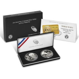 【極美品/品質保証書付】 アンティークコイン モダンコイン [送料無料] 2018年第一次世界大戦の銀ドル海軍メダル2pcセットボックス、OGP＆COA 2018 Proof World War I Silver Dollar Navy Medal 2pc Set Box, OGP & COA