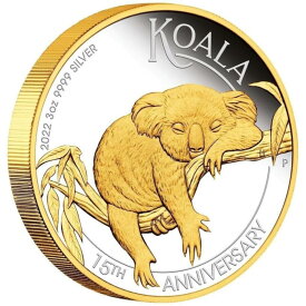 【極美品/品質保証書付】 アンティークコイン モダンコイン [送料無料] 2022オーストラリアコアラ15周年記念金箔3オンスシルバーコイン-2,000ミンテージ 2022 Australia Koala 15th Anniversary Gilt 3 oz Silver Coin - 2,000 Mintage