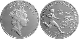 【極美品/品質保証書付】 アンティークコイン モダンコイン [送料無料] トケラウ5ドル2003オリンピックシルバーコイン Tokelau 5 Dollar 2003 Olympics Silver Coin