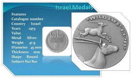 【極美品/品質保証書付】 アンティークコイン モダンコイン [送料無料] イスラエル1973野生生物シルバー935メダル Israel 1973 Wildlife Silver 935 Medal