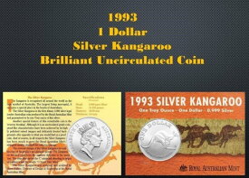 【極美品/品質保証書付】 アンティークコイン モダンコイン [送料無料] オーストラリア1ドル1993シルバーカンガルーブリリアント非循環コイン Australia 1 Dollar 1993 Silver Kangaroo Brilliant Uncirculated Coin