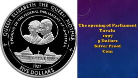 【極美品/品質保証書付】 アンティークコイン モダンコイン [送料無料] トゥバル5ドル1997キャンベラシルバーコインへの議会のオープニング Tuvalu 5 Dollars 1997 Opening of Parliament in Canberra Silver Coin