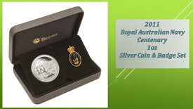 【極美品/品質保証書付】 アンティークコイン モダンコイン [送料無料] オーストラリア2011ロイヤルオーストラリア海軍100周年1ドルシルバーコイン＆バッジセット Australia 2011 Royal Australian Navy Centenary 1 Dollar Silver Coin & Badge Set