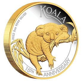 【極美品/品質保証書付】 アンティークコイン モダンコイン [送料無料] 2022オーストラリアのコアラ15周年記念3オンスシルバープルーフ金色のコイン 2022 Australian Koala 15th Anniversary 3oz Silver Proof Gilded Coin