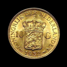 【極美品/品質保証書付】 アンティークコイン モダンコイン [送料無料] 1932オランダ、ウィルヘルミナI、10ガルデンゴールド 1932 Netherlands, Wilhelmina I,10 Gulden Gold