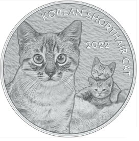 【極美品/品質保証書付】 アンティークコイン モダンコイン [送料無料] 2022韓国短縮猫koshot bu1 oz銀貨カプセルの銀貨 2022 Korea Short Haired Cat Koshot BU 1 oz silver coin in capsule