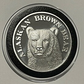 【極美品/品質保証書付】 アンティークコイン モダンコイン [送料無料] アラスカのヒグマ野生生物コイン1トロイオズ.999ファインシルバーAGレアラウンドメダル Alaskan Brown Bear Wildlife Coin 1 Troy Oz .999 Fine Silver Ag Rare Round Medal
