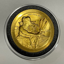 【極美品/品質保証書付】 アンティークコイン モダンコイン [送料無料] Poseidon God Sea Poseidon God Sea ?Stackable 24k Gold Gild Coin 1 Troy Oz .999 Fine Silver Round
