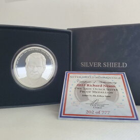 【極美品/品質保証書付】 アンティークコイン モダンコイン [送料無料] 1 oz .999シルバーシールドプルーフリチャードニクソンCOAボックスSSGリミテッド大統領汚い 1 oz .999 Silver Shield proof Richard Nixon COA BOX SSG Limited President Dirty