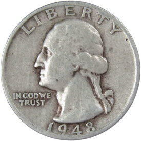 【極美品/品質保証書付】 アンティークコイン モダンコイン [送料無料] 1948 Sワシントンクォーターfファイン90％シルバー25C USコイン収集可能 1948 S Washington Quarter F Fine 90% Silver 25c US Coin Collectible