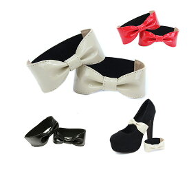 29日までポイント3倍／ パンプスリボン いつもの靴に 革バンド 予備入で合計 3個セット シューズクリップ パテントカラー ストラップ 後付けリボンで 日常にエレガンスを魔法のワンタッチ