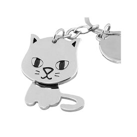 猫 キーホルダー キーリング ねこ メタル シルバー しっぽ が 揺れる チャーム バッグ
