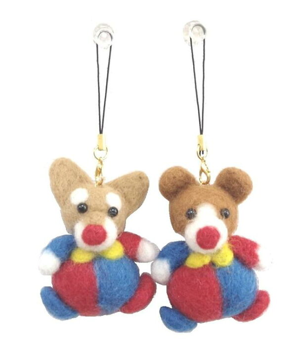 楽天市場 完成品 1点もの ハンドメイド 日本製 羊毛フェルト 犬 柴犬 ジャックラッセルテリア ピエロ サーカス 道化師 変身 なりきり ストラップ キーホルダー プレゼント 美美波 Viviva Beauty Accessory