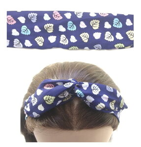 ヘアバンド リボン カチューシャ ワイヤー入り うさ耳 〔レトロ スカーフ柄 ヘッドバンド ダンス 大人 ターバン カチューム ヘアアクセサリー 浴衣 水着〕