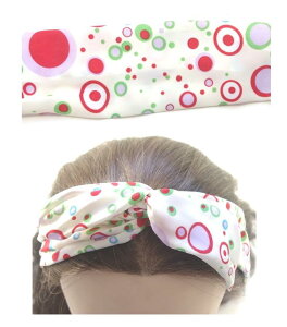 ヘアバンド リボン カチューシャ ワイヤー入り うさ耳 〔レトロ スカーフ柄 ヘッドバンド ダンス 大人 ターバン カチューム ヘアアクセサリー 浴衣 水着〕