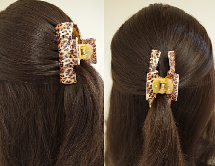 楽天市場】ヒョウ柄 バンス クリップ 〔ヘアクリップ 8cm 髪どめ 髪 
