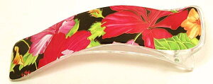 【限定品】サイド クリップ 大 フラッシュ ワイドウェーブ/コンコルド ビーク くちばし クリップ ダッカール 花柄 ハワイアン ハイビスカス 〔ヘアクリップ サイドバンス 髪どめ 髪の量