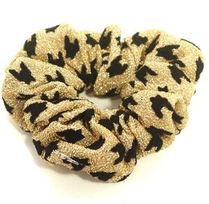 【限定品】シュシュ ラメ糸混生地 フロッキーひょう稲妻柄 〔ヘアゴム しっかりしたゴム キラキラ 黒 幾何学模様 ポニーテール 髪どめ ヘアアクセサリー デイリー 普段使い おしゃれ〕