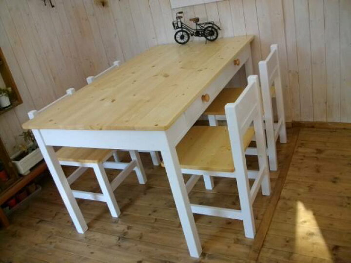 楽天市場】☆Handmade*ダイニングテーブルセット*引出付*ナチュラル 