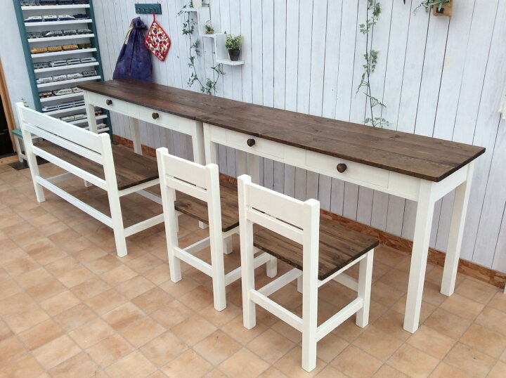 楽天市場】☆Handmade*ダイニングテーブルセット*引出付*ナチュラル 