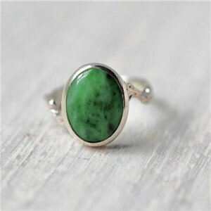 翡翠 SV リング 10号 天然無処理ヒスイ