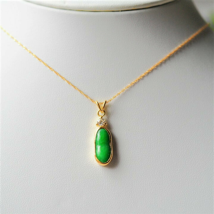楽天市場】K18 翡翠 ダイヤモンド 0.19ct ペンダントトップ ネックレス  