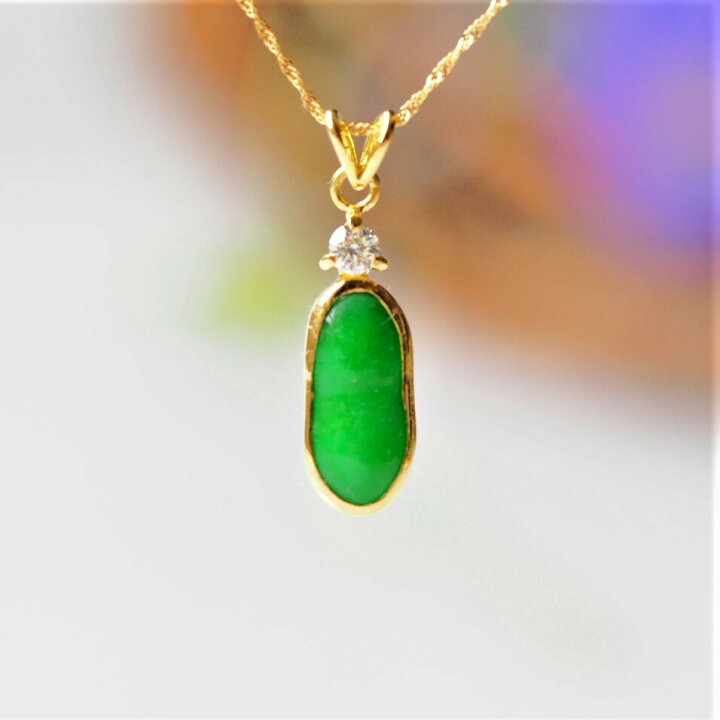 楽天市場】K18 翡翠 ダイヤモンド 0.19ct ペンダントトップ ネックレス 