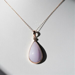 K10 ピンクゴールド 翡翠 天然ダイヤモンド ネックレス 天然無処理ヒスイ