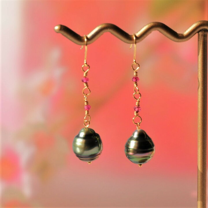 楽天市場】K18 黒蝶真珠 ピアス 天然南洋真珠 : オリジナルジュエリー  