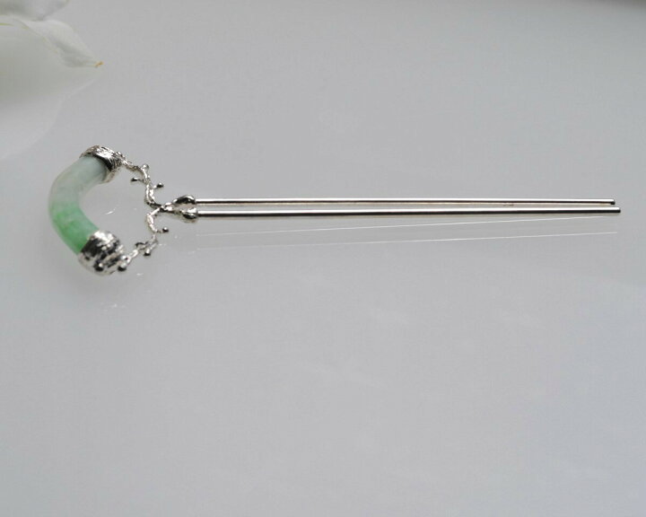 楽天市場】翡翠 SV 簪 かんざし 天然無処理ヒスイ 和装小物 鑑賞  