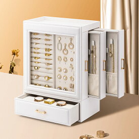 VLANDO アクセサリーケース 大容量 ジュエリー 収納 ジュエリーボックス ピアス リング ネックレス イヤリング 小物入れ ボックス 鏡付き レディース 女の子 誕生日 プレゼント エレガント 母の日 かわいい